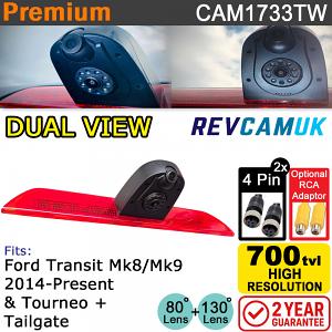 Ford Transit 2014+ Twin Reversing Camera + Rear View Camera to fit brake light | CAM1733TW Ford Transit 2014+ Twin Reversing Camera + Rear View Camera to fit brake light | CAM1733TW