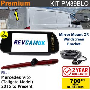 Mercedes Vito (2016+) Brake Light Reversing Camera kit with 7" Mirror Display - PM39BLO Mercedes Vito (2016+) Brake Light Reversing Camera kit with 7" Mirror Display - PM39BLO
