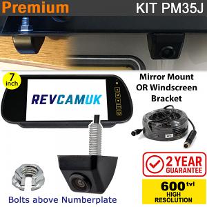Bolt to Numberplate Reversing Camera Kit with Mirror Monitor - PM35J Bolt to Numberplate Reversing Camera Kit with Mirror Monitor - PM35J