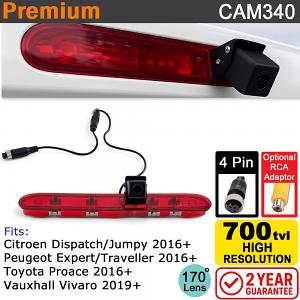 Peugeot Expert / Traveller, Vauxhall Vivaro, Toyota Proace 2016-present Brake Light Reversing Camera | CAM340