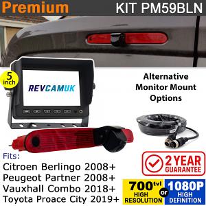 Citroen Berlingo / Peugeot Partner / Vauxhall Combo / Toyota ProAce City Brake Light Reversing Camera kit with 5" Monitor Display - PM59BLN Citroen Berlingo / Peugeot Partner / Vauxhall Combo / Toyota ProAce City Brake Light Reversing Camera kit with 5" Monitor Display - PM59BLN
