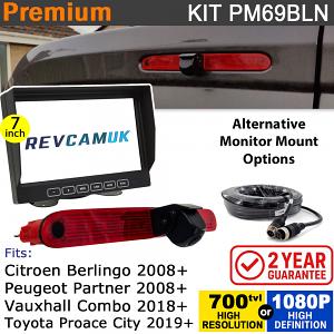 Citroen Berlingo / Peugeot Partner / Vauxhall Combo / Toyota ProAce City Brake Light Reversing Camera kit with 7" Monitor Display - PM69BLN Citroen Berlingo / Peugeot Partner / Vauxhall Combo / Toyota ProAce City Brake Light Reversing Camera kit with 7" Monitor Display - PM69BLN
