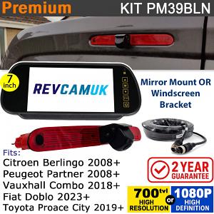 Citroen Berlingo, Peugeot Partner, Fiat Doblo, Vauxhall Combo & Toyota Pro Ace City Brake Light Reversing Camera kit with 7" Mirror Display - PM39BLN Citroen Berlingo, Peugeot Partner, Fiat Doblo, Vauxhall Combo & Toyota Pro Ace City Brake Light Reversing Camera kit with 7" Mirror Display - PM39BLN