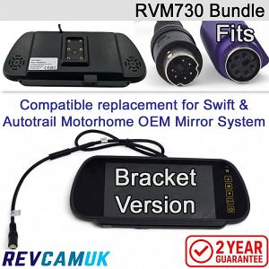 RVM730 Swift/Autotrail Compatible Replacement 7-inch Bracket Mirror Monitor Bundle with 6 Pin Adaptor RVM730 Swift/Autotrail Compatible Replacement 7-inch Bracket Mirror Monitor Bundle with 6 Pin Adaptor