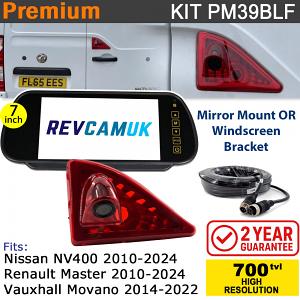 Renault Master / Vauxhall Movano / Nissan NV400 (2010+) Brake Light Reversing Camera kit with 7" Mirror Display - PM39BLF Renault Master / Vauxhall Movano / Nissan NV400 (2010+) Brake Light Reversing Camera kit with 7" Mirror Display - PM39BLF