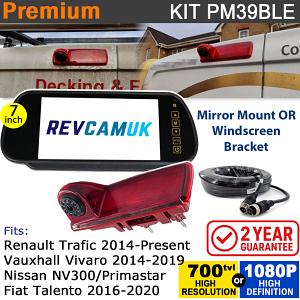 Vauxhall Vivaro (2014-2019) / Renault Trafic (2014-Present) Brake Light Reversing Camera kit with 7" Mirror Display - PM39BLE Vauxhall Vivaro (2014-2019) / Renault Trafic (2014-Present) Brake Light Reversing Camera kit with 7" Mirror Display - PM39BLE
