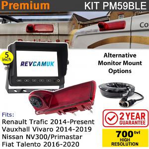 Vauxhall Vivaro (2014-2019) / Renault Trafic (2014-Present) Brake Light Reversing Camera kit with 5" Monitor Display - PM59BLE Vauxhall Vivaro (2014-2019) / Renault Trafic (2014-Present) Brake Light Reversing Camera kit with 5" Monitor Display - PM59BLE