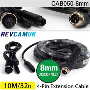 10M (with 8mm link) - 4 Pin Aviation Screw Connector Extension Cable for 1 reversing camera | CAB050-8mm 10M (with 8mm link) - 4 Pin Aviation Screw Connector Extension Cable for 1 reversing camera | CAB050-8mm