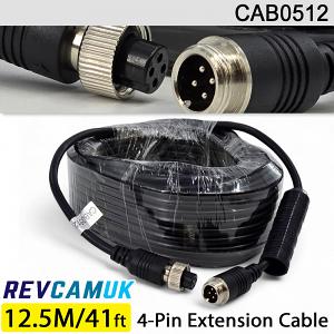 12.5M - 4 Pin Aviation Screw Connector Extension Cable for 1 reversing camera | CAB0512 12.5M - 4 Pin Aviation Screw Connector Extension Cable for 1 reversing camera | CAB0512