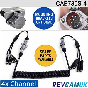4 Channel Suzie Trailer Link for reverse/side cameras - 0.3M + Coil + 0.3M | CAB730S-4
