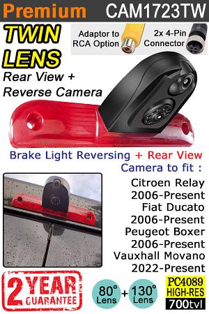 Fiat Ducato, Citroen Relay, Peugeot Boxer, Vauxhall Movano Twin Reversing Camera / Rear View Camera for brake light | CAM1723TW Fiat Ducato, Citroen Relay, Peugeot Boxer, Vauxhall Movano Twin Reversing Camera / Rear View Camera for brake light | CAM1723TW