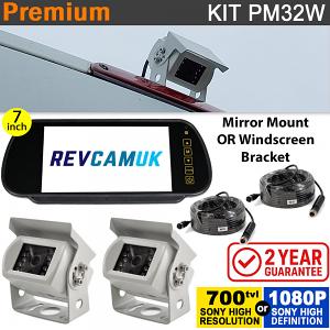 2x Sony CCD or AHD White Bracket Reverse Cameras Kit ideal for Horseboxes - PM32W 2x Sony CCD or AHD White Bracket Reverse Cameras Kit ideal for Horseboxes - PM32W