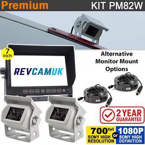 7" Heavy Duty Dash Display + 2x Sony CCD (or optional Sony AHD) White Bracket Cameras Kit - PM82W 7" Heavy Duty Dash Display + 2x Sony CCD (or optional Sony AHD) White Bracket Cameras Kit - PM82W