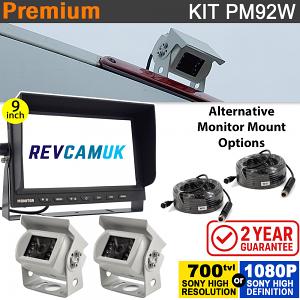 9" Heavy Duty Dash Display + 2x Sony CCD (or optional Sony AHD) White Bracket Reversing Camera Kit - PM92W 9" Heavy Duty Dash Display + 2x Sony CCD (or optional Sony AHD) White Bracket Reversing Camera Kit - PM92W
