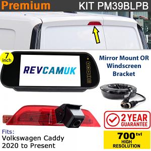 2022+ VW Volkswagen Caddy Reversing Camera Brake Light kit with 7" Mirror Monitor - PM39BLPB 2022+ VW Volkswagen Caddy Reversing Camera Brake Light kit with 7" Mirror Monitor - PM39BLPB