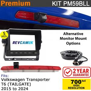 VW Volkswagen Transporter T6 (2015+) (Tailgate Version) Brake Light Reversing Camera kit with 5" Monitor Display - PM59BLL VW Volkswagen Transporter T6 (2015+) (Tailgate Version) Brake Light Reversing Camera kit with 5" Monitor Display - PM59BLL