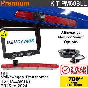 VW Volkswagen Transporter T6 (2015+) (Tailgate Version) Brake Light Reversing Camera kit with 7" Monitor Display - PM69BLL VW Volkswagen Transporter T6 (2015+) (Tailgate Version) Brake Light Reversing Camera kit with 7" Monitor Display - PM69BLL