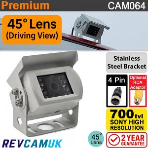 White Narrow Angle Rear View Camera | Sony CCD | 4 Pin Connector | Stainless Steel bracket | CAM064 White Narrow Angle Rear View Camera | Sony CCD | 4 Pin Connector | Stainless Steel bracket | CAM064