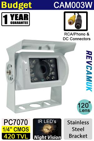 CAM003WRCA - CMOS White Bracket Reversing Camera With Night Vision CAM003WRCA - CMOS White Bracket Reversing Camera With Night Vision