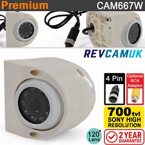 Side / Blind Spot / Cyclist Camera | Sony CCD | White | 4 Pin connector | CAM667W Side / Blind Spot / Cyclist Camera | Sony CCD | White | 4 Pin connector | CAM667W