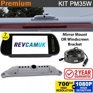 White Slimline Reverse Camera Kit with 7" Mirror Monitor - PM35W White Slimline Reverse Camera Kit with 7" Mirror Monitor - PM35W