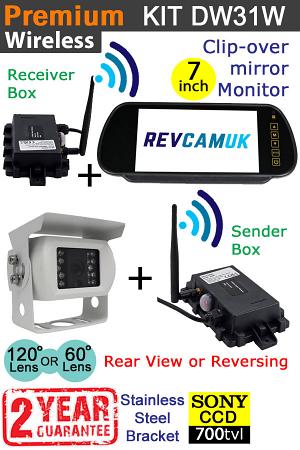 Sony CCD White Bracket Wireless Reverse / Rear View Camera with 7" mirror monitor | DW31W Sony CCD White Bracket Wireless Reverse / Rear View Camera with 7" mirror monitor | DW31W