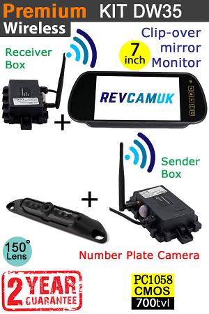 Number Plate Wireless Reverse Camera Kit with 7" mirror monitor | DW35 Number Plate Wireless Reverse Camera Kit with 7" mirror monitor | DW35