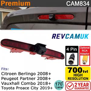 Citroen Berlingo/Peugeot Partner (2008+), Vauxhall Combo (2018+), and Toyota Pro Ace City (2019+) Brake Light Reversing camera | CAM834 Citroen Berlingo/Peugeot Partner (2008+), Vauxhall Combo (2018+), and Toyota Pro Ace City (2019+) Brake Light Reversing camera | CAM834