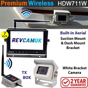 White Sony 1080P AHD High Definition Wireless Reversing Camera Kit with 7" Display