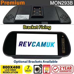 7" Mirror monitor display to fit swan neck brackets 2x 4 pin inputs | MON293B 7" Mirror monitor display to fit swan neck brackets 2x 4 pin inputs | MON293B