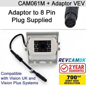 8PIN Vision UK/Vision Plus Adaptor Sony CCD White Bracket Reversing Camera Bundle | CAM061M + Adaptor VEV 8PIN Vision UK/Vision Plus Adaptor Sony CCD White Bracket Reversing Camera Bundle | CAM061M + Adaptor VEV