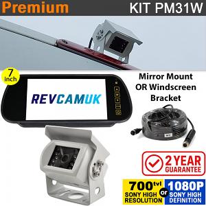 White Motorhome Reversing Camera Kit with Sony CCD or AHD image sensor + Mirror Monitor - PM31W White Motorhome Reversing Camera Kit with Sony CCD or AHD image sensor + Mirror Monitor - PM31W