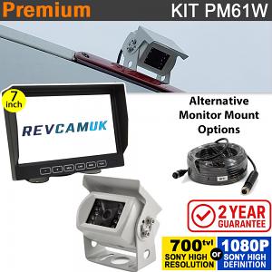 White Bracket Rear View or Reversing Camera Kit with 7" Stand On Dash Monitor and Sony CCD/AHD image sensor | PM61W White Bracket Rear View or Reversing Camera Kit with 7" Stand On Dash Monitor and Sony CCD/AHD image sensor | PM61W