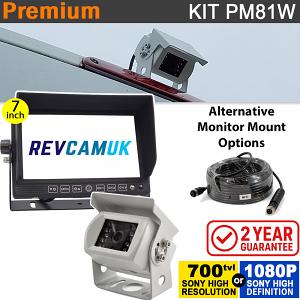 7" Heavy Duty Dash Monitor + Sony CCD (or optional Sony AHD) White Bracket Reversing Camera Kit - PM81W 7" Heavy Duty Dash Monitor + Sony CCD (or optional Sony AHD) White Bracket Reversing Camera Kit - PM81W