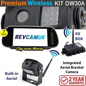 Sharp CCD Black Bracket Wireless Reverse Camera Kit with 7" mirror monitor | DW30A Sharp CCD Black Bracket Wireless Reverse Camera Kit with 7" mirror monitor | DW30A