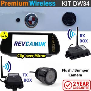 Sony CCD Bullet/Flush/Bumper Wireless Parking Camera Kit with 7" mirror monitor | DW34