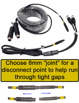 Twin reversing camera cable 8mm disconnect point
