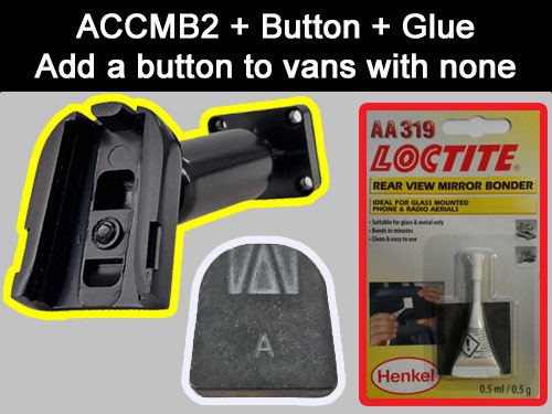 Add a Ford windscreen button to the windscreen for a rear view mirror monitor with loctite 319 glue