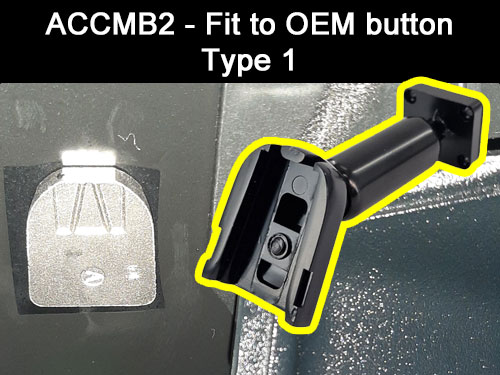 Attach to OEM mounting plate button on Ford van