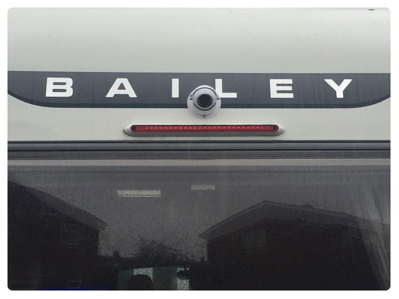 White dome reversing camera mounted to motorhome