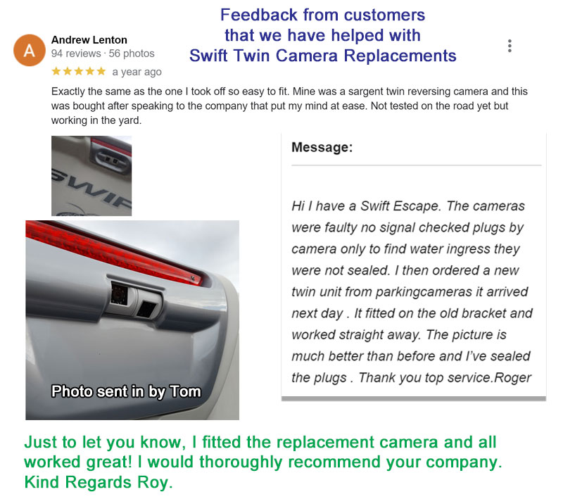 Swift Autotrail Bessacarr twin camera replacement customer feedback