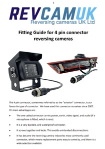 Fitting guide for 4 pin reversing cameras including to stereo headunits