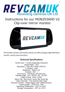 AHD rear view mirror monitor installation instructions