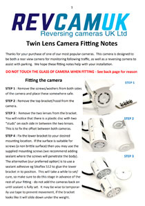 Twin lens camera rear view and reversing camera fitting instructions