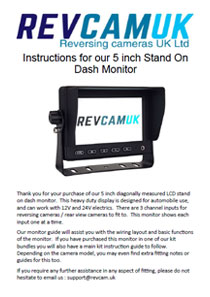 5 inch monitor for rear view and reversing camera use instructions