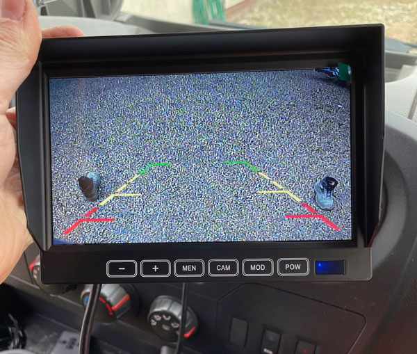 Vauxhall Movano brake light reversing camera image displayed on screen