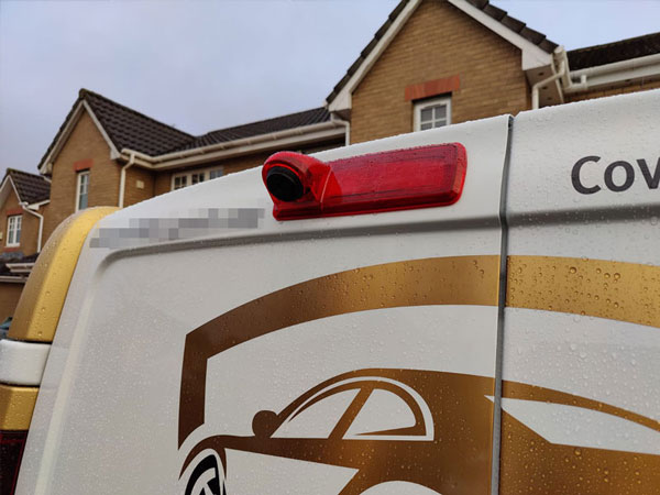 Brake light reverse camera fitted to Vauxhall Vivaro van